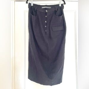 Rundholz Black Merino Wool Asymmetrical Pencil Skirt